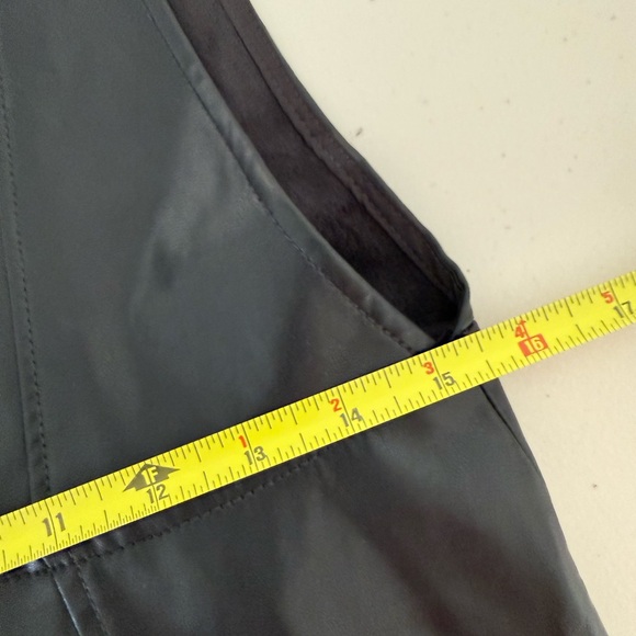 Zara Faux Leather Pinafore Mini Dress Button Front Black - Picture 8 of 9